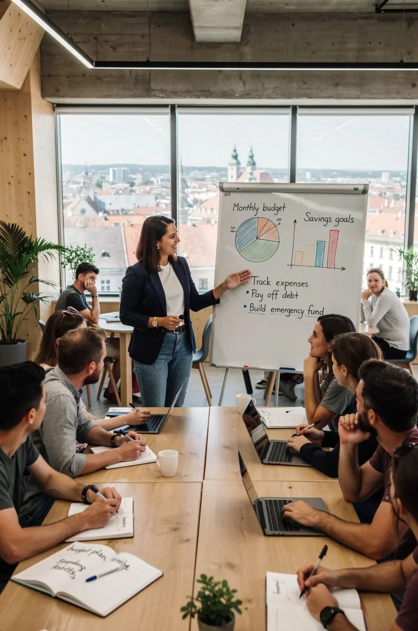 Egyszerű színes infografika a havi bevételek és kiadások arányairól.